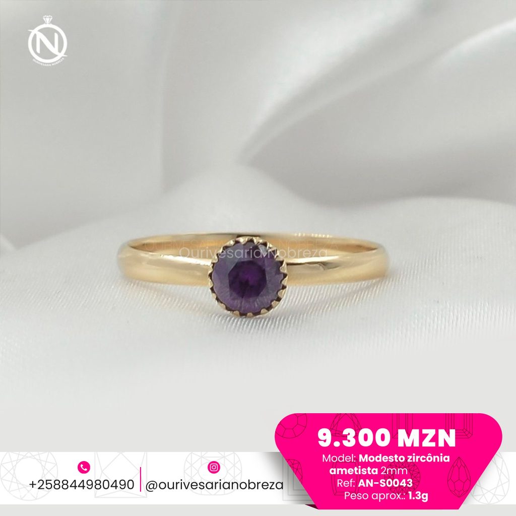 Anel de Lobololo modesto com zircónia 